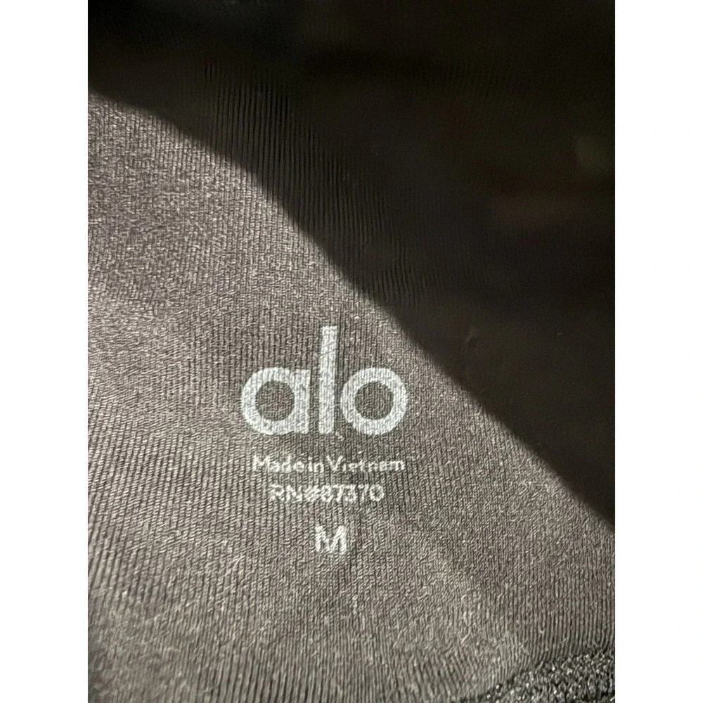 Alo Yoga High-Waist Legit Leggings Black Varsity Stripe Ribbed‎ Sz M
